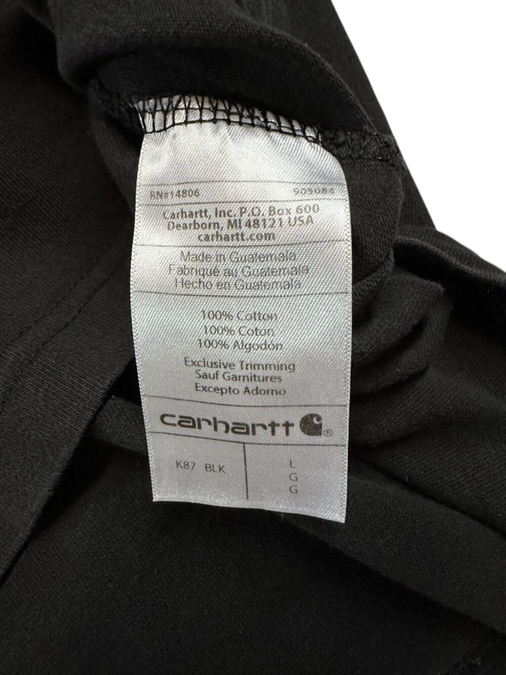 🫶 Carhartt Men's K87 Pocket Tee Black Loose Fit Heavyweight T-Shirt ~ Large - Picture 5 of 7
